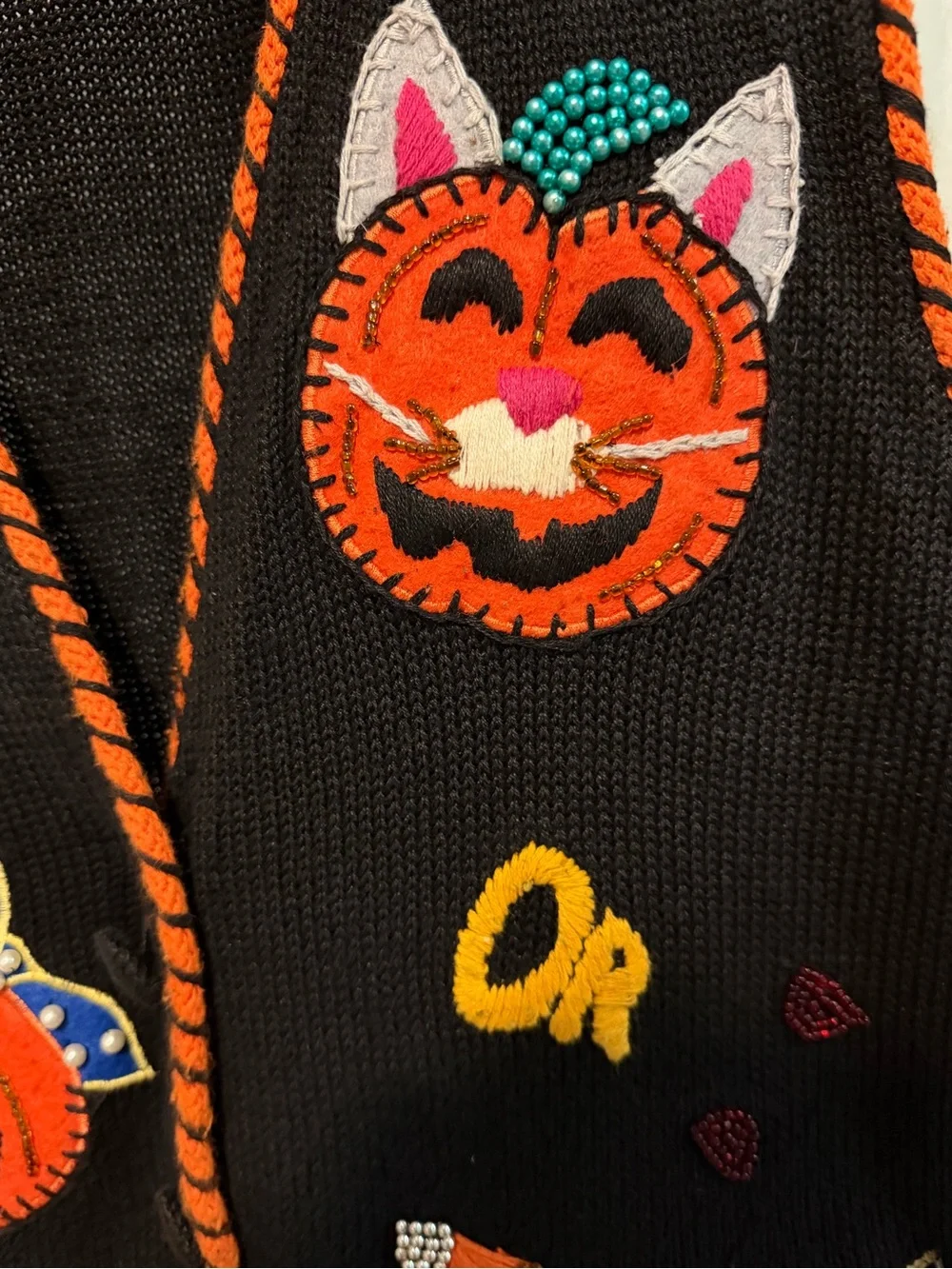 Victoria Jones Woman Black Halloween Trick-or-Treat Vest with Orange Trim - Picture 2 of 7
